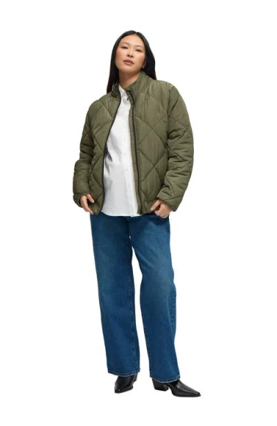 Ingrid & Isabel Grow With You Puffer Maternity Jacket In Green