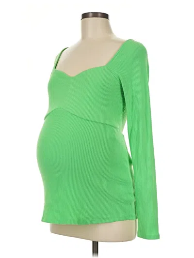 Pre-owned Ingrid & Isabel Long Sleeve Top Green Sweetheart Neckline Tops