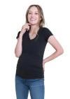 Ingrid & Isabel Maternity Basic Short Sleeve Vneck Tee In Black