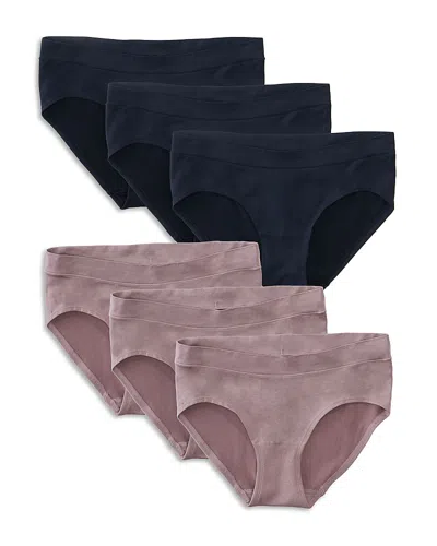 Ingrid & Isabel Maternity Briefs, 2 Pack Of 3 In Black/mauve