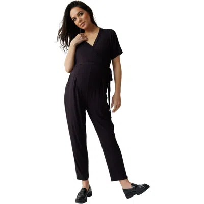 Ingrid & Isabel Maternity Everywear Short Sleeve Jumpsuit In Black