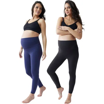 Ingrid & Isabel Maternity Foldover Legging Bundle In Black