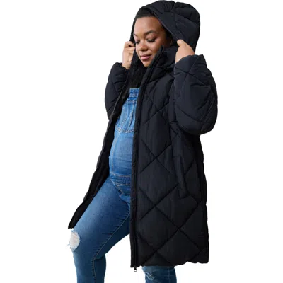 Ingrid & Isabel Maternity Longline Puffer In Black