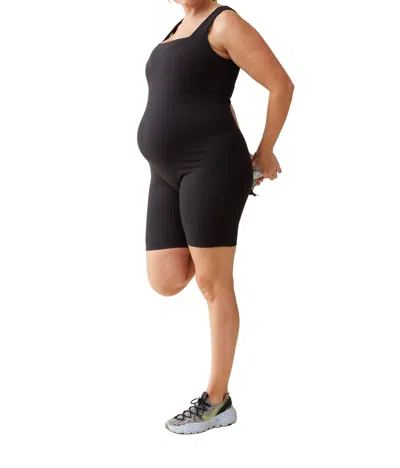 Ingrid & Isabel Maternity Short Unitard In Black In White