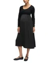 Ingrid & Isabel Mixed Media Maternity Dress In Black