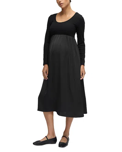 Ingrid & Isabel Mixed Media Maternity Dress In Black