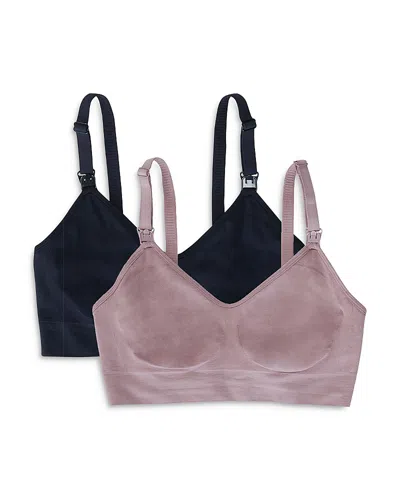 Ingrid & Isabel Women's Maternity 2-in-1 Nursing Pumping Bra Bundle In Black/mauve