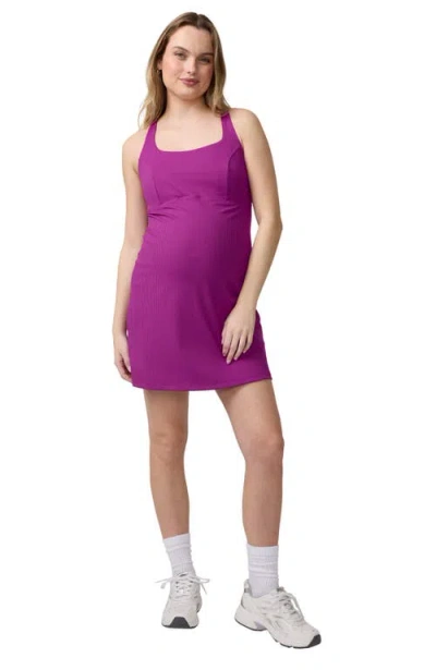 Ingrid & Isabel Ribbed Halter Active Dress In Purple
