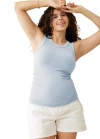 Ingrid & Isabel Seamless Maternity Rib Tank In Blue