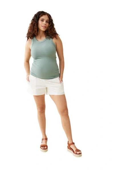 Ingrid & Isabel Seamless Maternity Rib Tank In Green