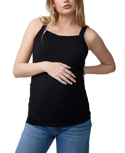 Ingrid & Isabel Seamless Ribbed Maternity Tank Top In Black