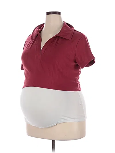 Pre-owned Ingrid & Isabel Short Sleeve Blouse In Burgundy