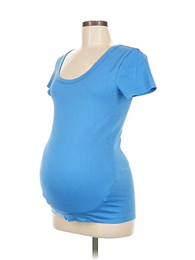 Pre-owned Ingrid & Isabel Short Sleeve Top Blue Scoop Neck Tops