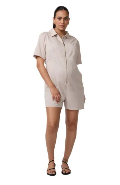Ingrid & Isabel Short Sleeve Utility Romper In Neutral