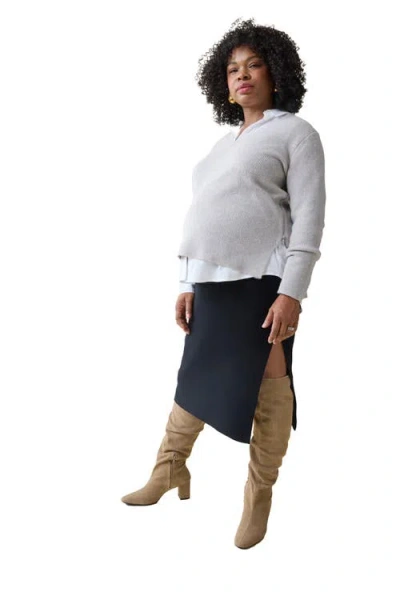 Ingrid & Isabel Side Zip Maternity And Nursing Sweater In Gray