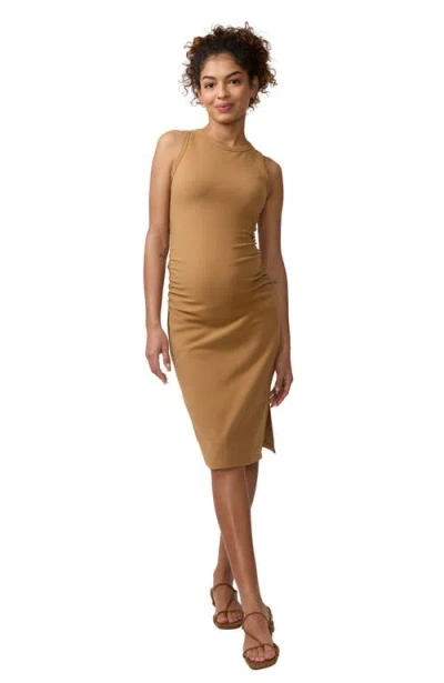 Ingrid & Isabel Sl Ruched Body Con Dress In Brown