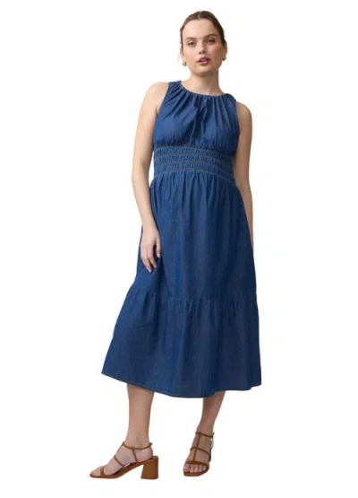 Ingrid & Isabel Sleeveless Chambray Midi Dress In Blue