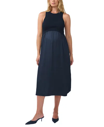 Ingrid & Isabel Sleeveless Mix Media Maternity Midi Dress In Multi