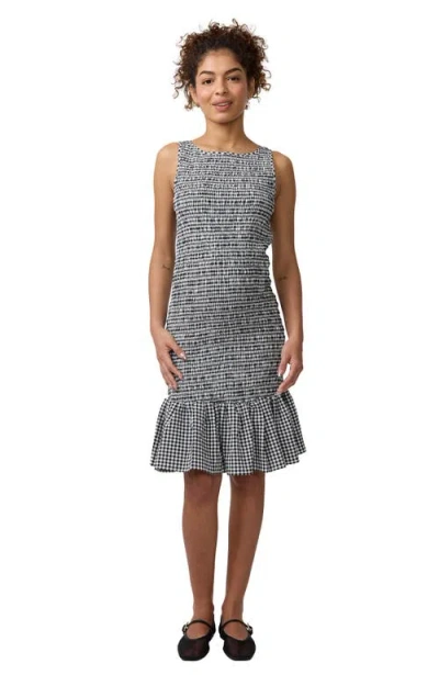 Ingrid & Isabel Smocked Check Seersucker Maternity Mini Dress In Multi