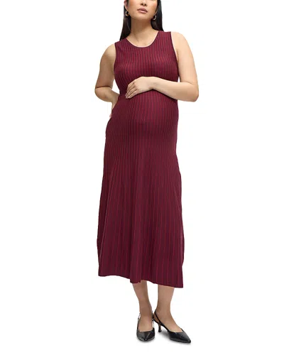 Ingrid & Isabel Striped Maternity Sweater Dress In Burgundy