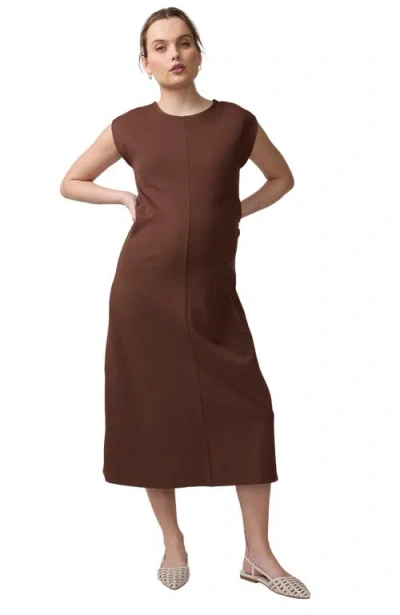 Ingrid & Isabel The Modern Muse Maternity Midi Dress In Brown