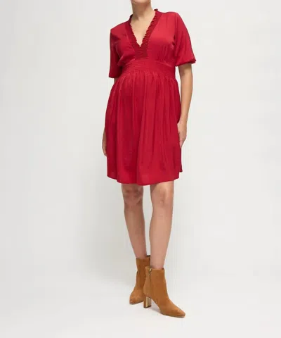 Ingrid & Isabel V Neck Vibe Mini Maternity Dress In Red