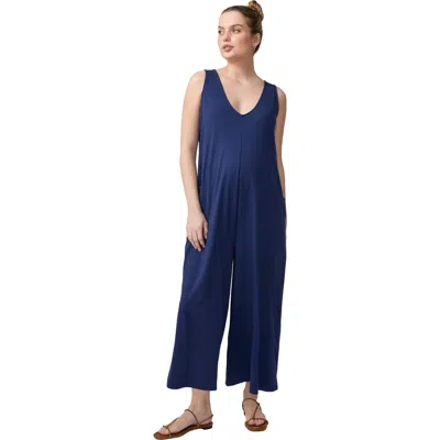 Ingrid & Isabel V-neck Wide Leg Knit Jumpsuit In Blue