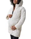 Ingrid & Isabel Hooded Longline Puffer Maternity Jacket In Stone