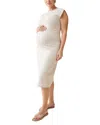 Ingrid & Isabel Maternity Ruched A Line Knit Dress In Stone