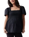 Ingrid & Isabel Short Sleeve Smocked Top In Black