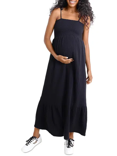 Ingrid & Isabel Womens Smocked Long Maxi Dress In Black