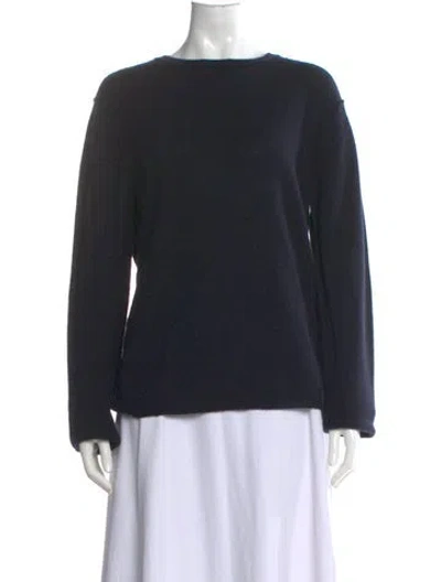 Pre-owned Inhabit Cashmere Bateau Neckline Sweater In Blue