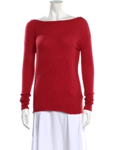 Pre-owned Inhabit Cashmere Bateau Neckline Sweater In Red