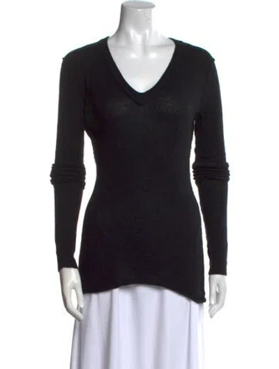 Pre-owned Inhabit Cashmere V-neck Sweater In Black