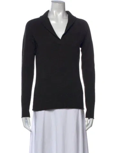 Pre-owned Inhabit Cashmere V-neck Sweater In Black