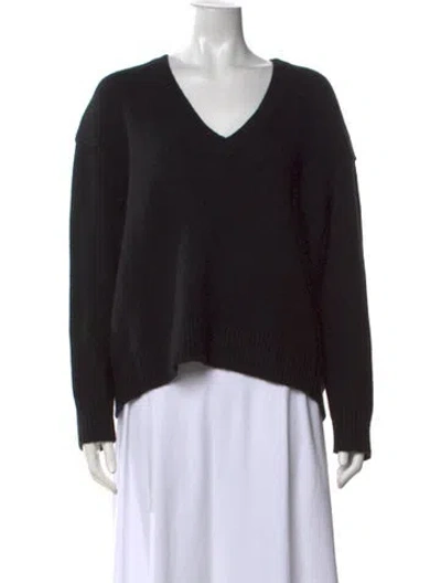 Pre-owned Inhabit Cashmere V-neck Sweater In Black