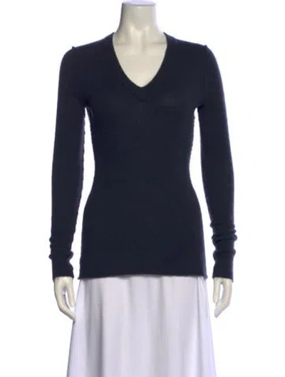 Pre-owned Inhabit Cashmere V-neck Sweater In Blue