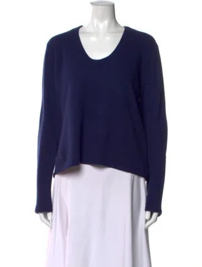 Pre-owned Inhabit Cashmere V-neck Sweater In Blue