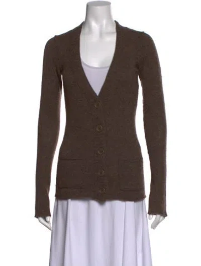 Pre-owned Inhabit Cashmere V-neck Sweater In Brown