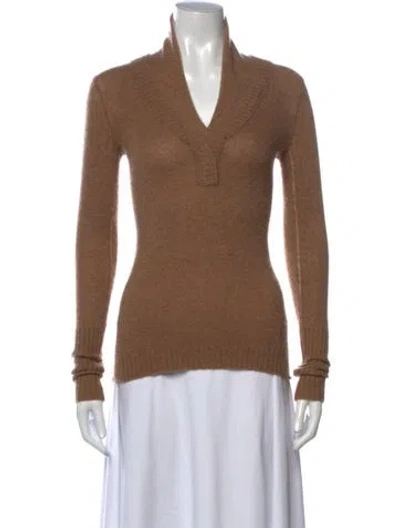 Pre-owned Inhabit Cashmere V-neck Sweater In Brown