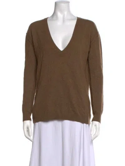 Pre-owned Inhabit Cashmere V-neck Sweater In Brown