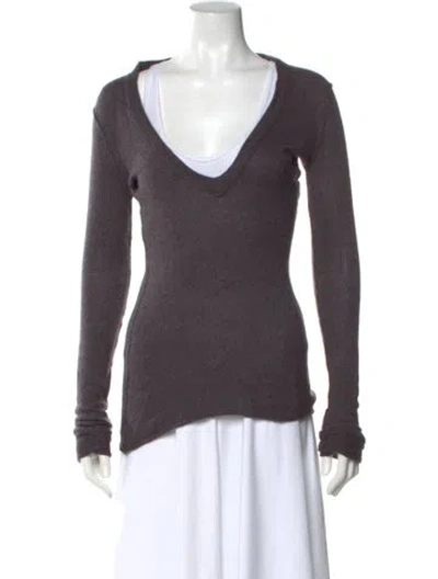 Pre-owned Inhabit Cashmere V-neck Sweater In Gray