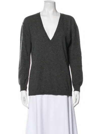 Pre-owned Inhabit Cashmere V-neck Sweater In Gray