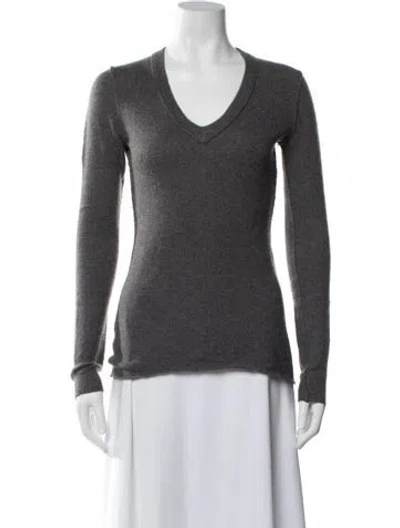 Pre-owned Inhabit Cashmere V-neck Sweater In Gray