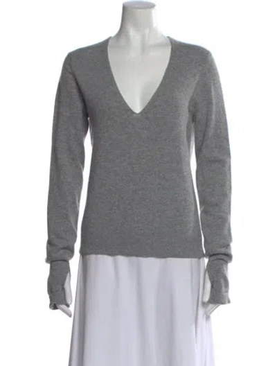 Pre-owned Inhabit Cashmere V-neck Sweater In Gray