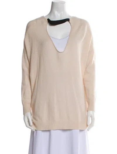 Pre-owned Inhabit Cashmere V-neck Sweater In Neutral