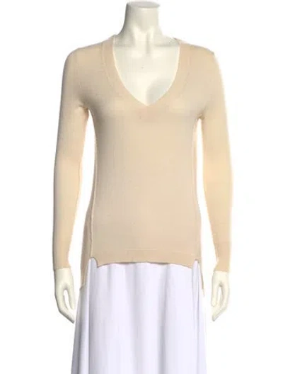 Pre-owned Inhabit Cashmere V-neck Sweater In Neutral
