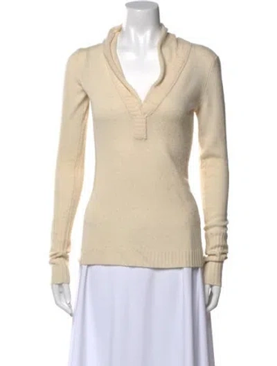 Pre-owned Inhabit Cashmere V-neck Sweater In Neutral