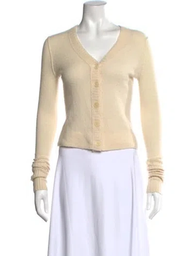 Pre-owned Inhabit Cashmere V-neck Sweater In Neutrals