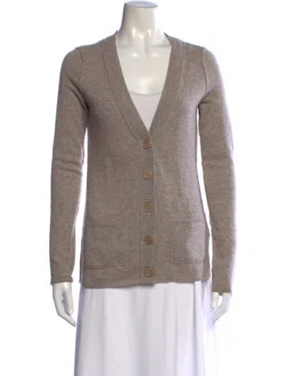 Pre-owned Inhabit Cashmere V-neck Sweater In Neutrals